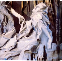 Saint Cecilia Canvas Paintings - The Ecstasy of Saint Teresa [detail] by Gian Lorenzo Bernini